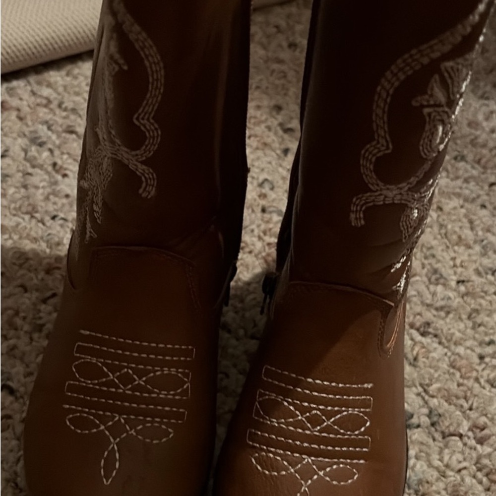 Brown Western Boots with White Stitching girls size 12 - 3 for $20